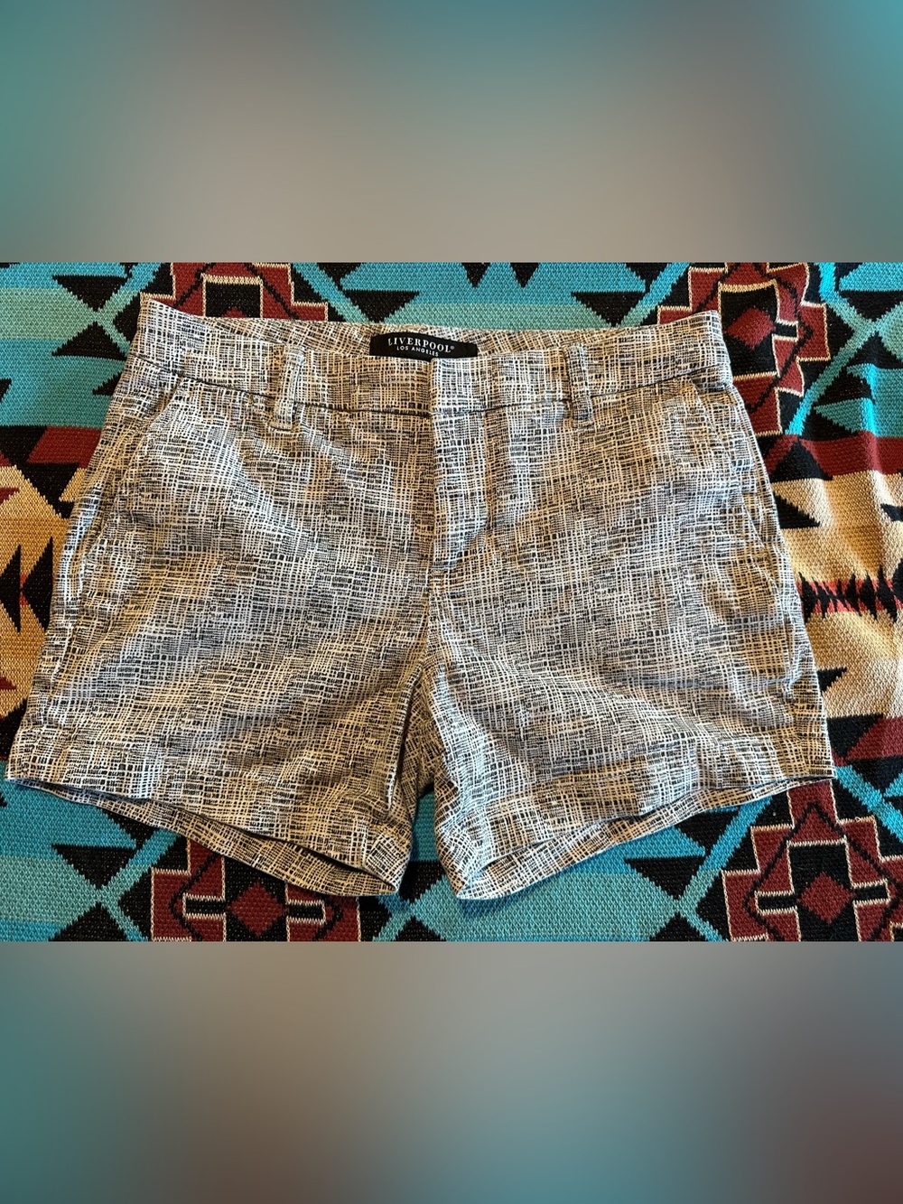 Womens Black & White Textured Print Shorts